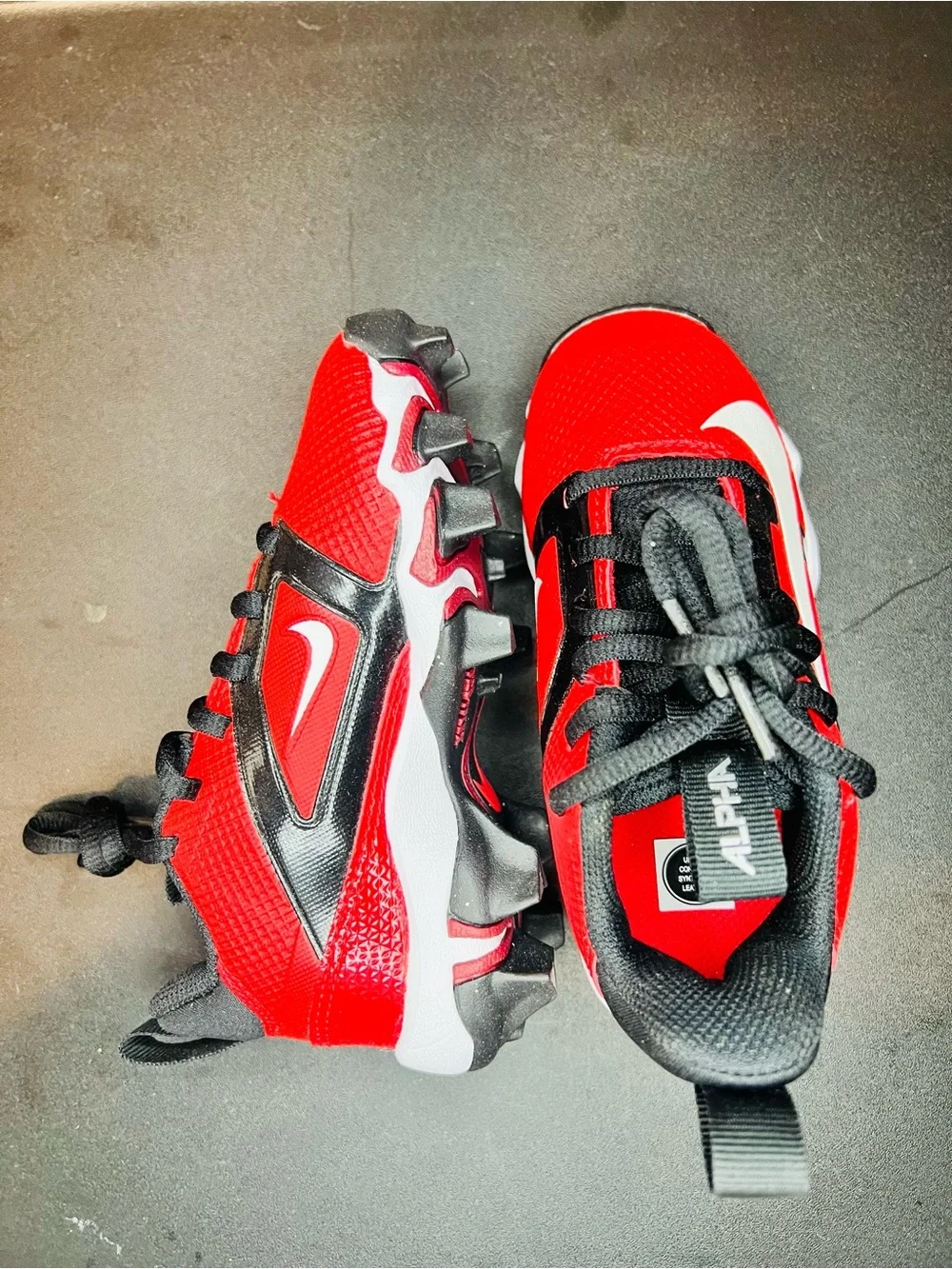 Nike Kids Red and Black Sneakers with Traction Sole